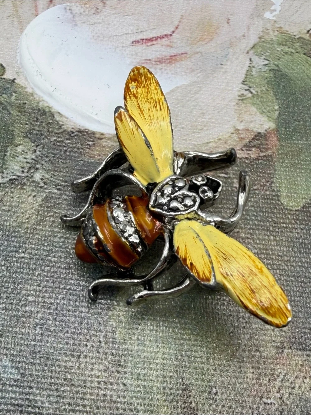 Amber Yellow Bee Brooch Pin